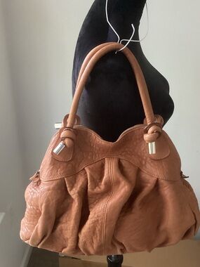 Sundance Italian Leather Shoulder Bag with Knotted Handles